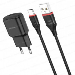 Зарядное устройство Borofone BA48A Orion, чёрный (1xUSB, 2.1A, кабель Type-C)
