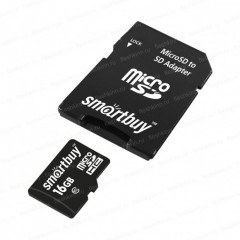 Карта памяти SmartBuy microSDHC 16GB class10 + SD адаптер