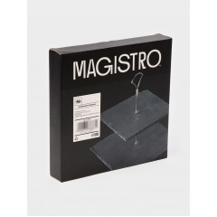 Этажёрка для фруктов и десертов Magistro Valley, 2 яруса, d=25/20, h=25 см, сланец, чёрная