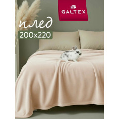 Плед "Классика бежевый" 200x220 см, велсофт, 100 % полиэстер от Galtex