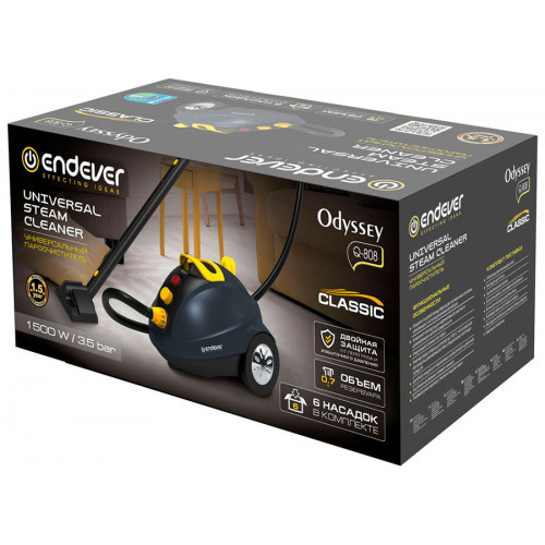 Отпариватель-пароочиститель Endever Odyssey Q-808 темно-серый/желтый