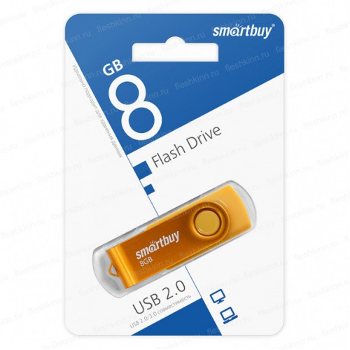 USB накопитель SmartBuy Twist 8GB USB2.0, жёлтый