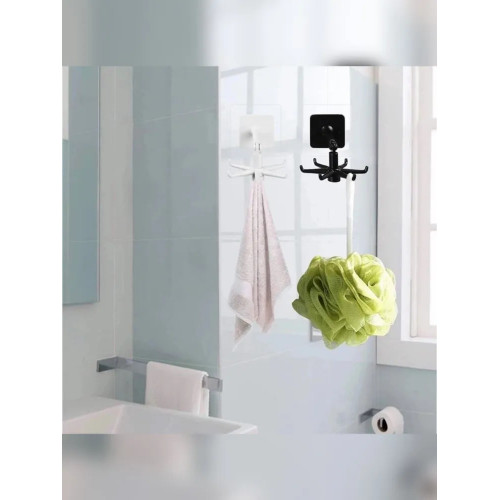 Крючок вращающийся/для ванной комнаты и кухни Вешалка поворотная 360 на липучке 6 в 1